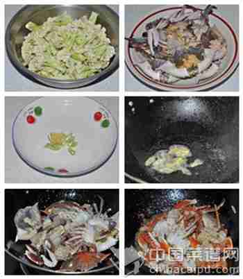 梭子蟹炒菜花